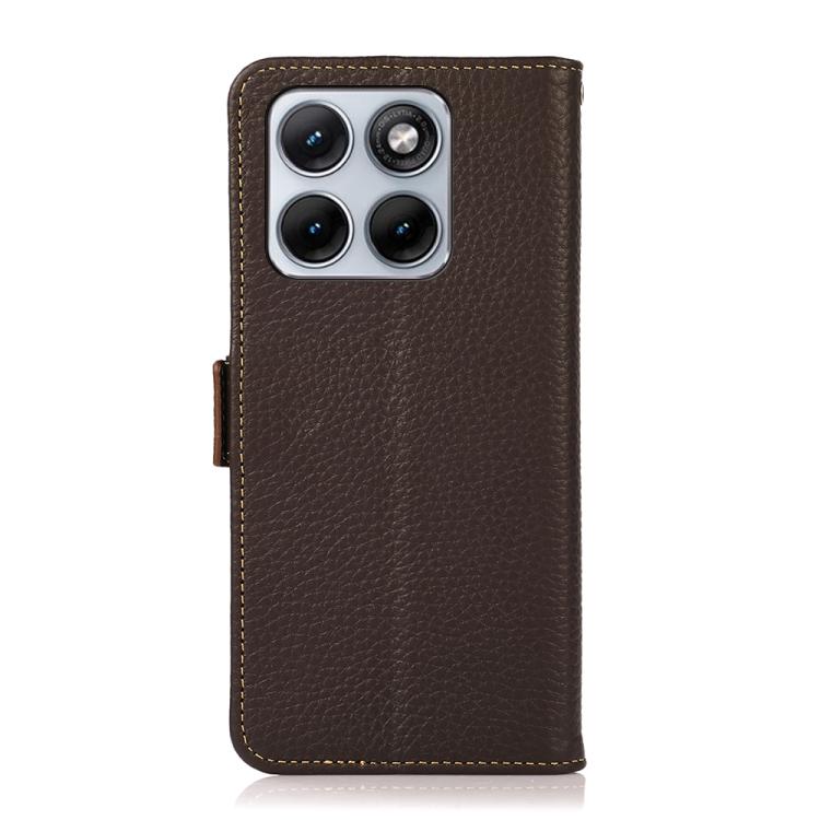 For Motorola Edge 70 Fusion 5G KHAZNEH Side-Magnetic Litchi Genuine Leather RFID Phone Case