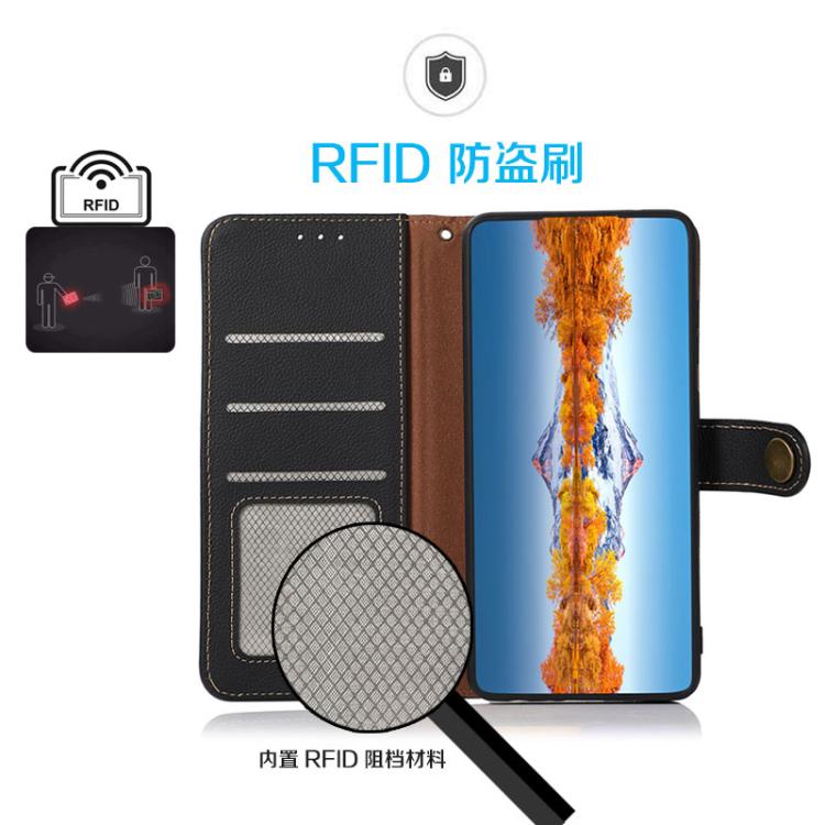 For OnePlus Turbo 6 / 6V KHAZNEH Custer Genuine Leather RFID Phone Case