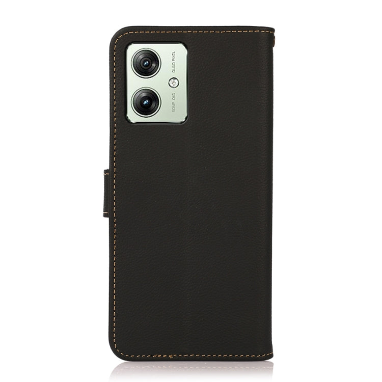 For Motorola Moto G64 5G KHAZNEH Custer Genuine Leather RFID Phone Case