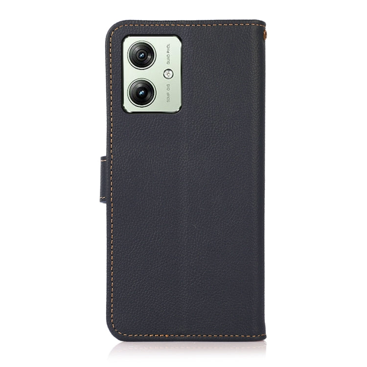 For Motorola Moto G64 5G KHAZNEH Custer Genuine Leather RFID Phone Case