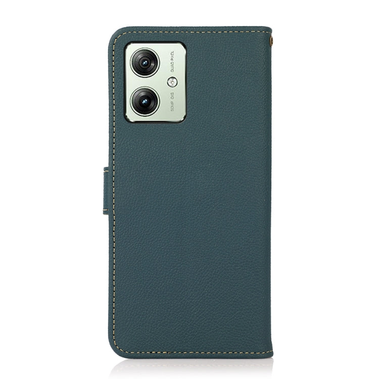 For Motorola Moto G64 5G KHAZNEH Custer Genuine Leather RFID Phone Case