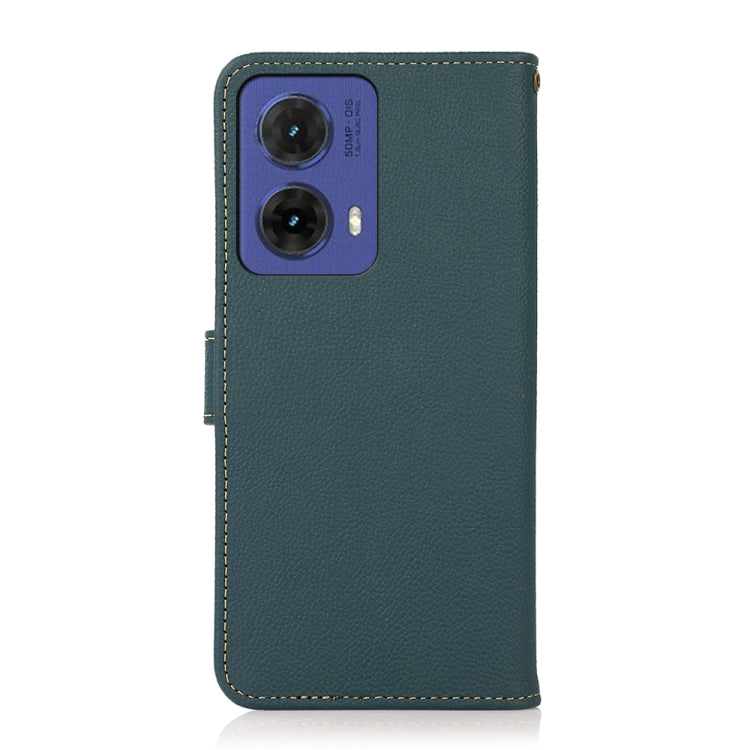 For Motorola Moto G85 KHAZNEH Custer Genuine Leather RFID Phone Case