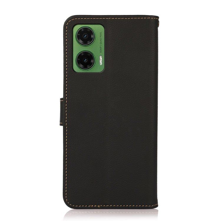 For Motorola Moto G35 KHAZNEH Custer Genuine Leather RFID Phone Case