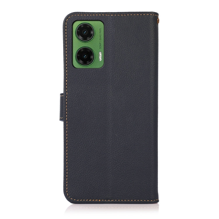 For Motorola Moto G35 KHAZNEH Custer Genuine Leather RFID Phone Case