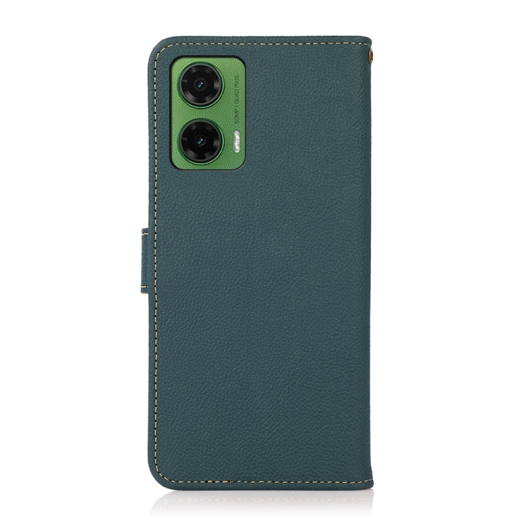 For Motorola Moto G35 KHAZNEH Custer Genuine Leather RFID Phone Case