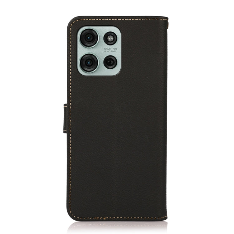 For Motorola Moto G75 5G KHAZNEH Custer Genuine Leather RFID Phone Case