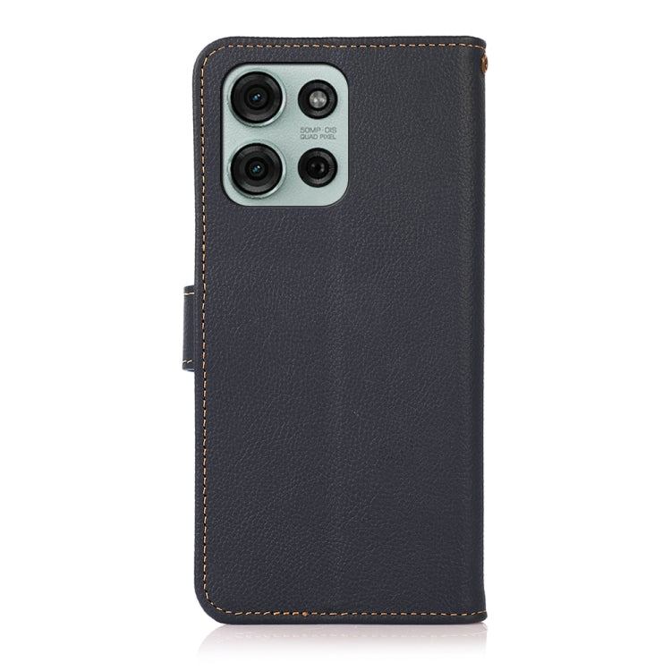 For Motorola Moto G75 5G KHAZNEH Custer Genuine Leather RFID Phone Case