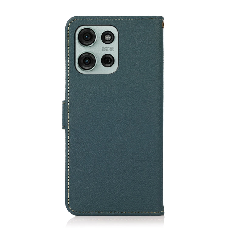 For Motorola Moto G75 5G KHAZNEH Custer Genuine Leather RFID Phone Case