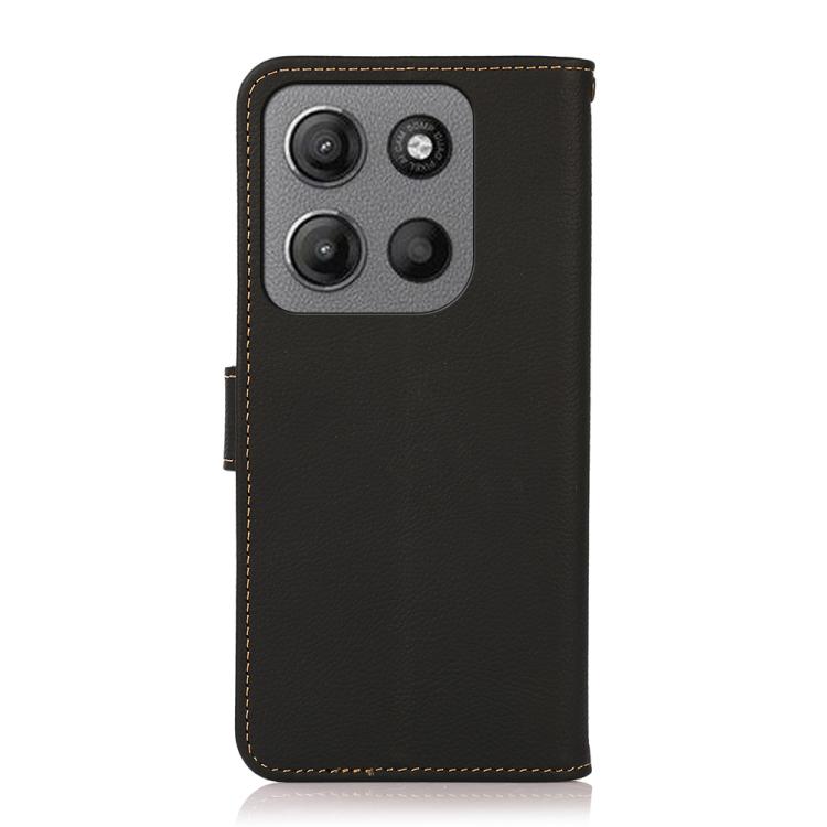 For Motorola Moto G15 4G KHAZNEH Custer Genuine Leather RFID Phone Case