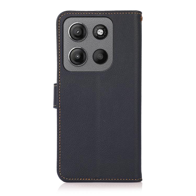 For Motorola Moto G15 4G KHAZNEH Custer Genuine Leather RFID Phone Case