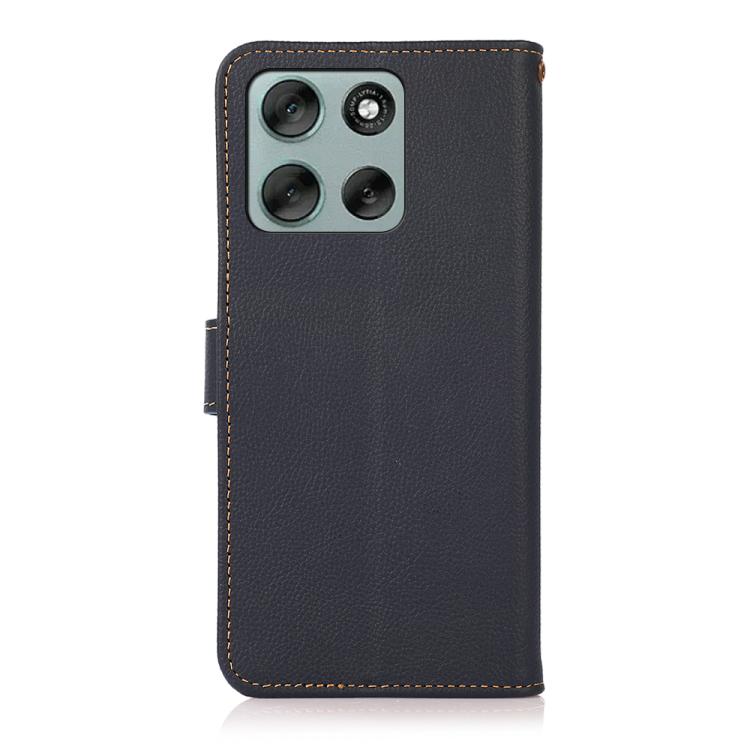 For Motorola Moto G56 5G KHAZNEH Custer Genuine Leather RFID Phone Case
