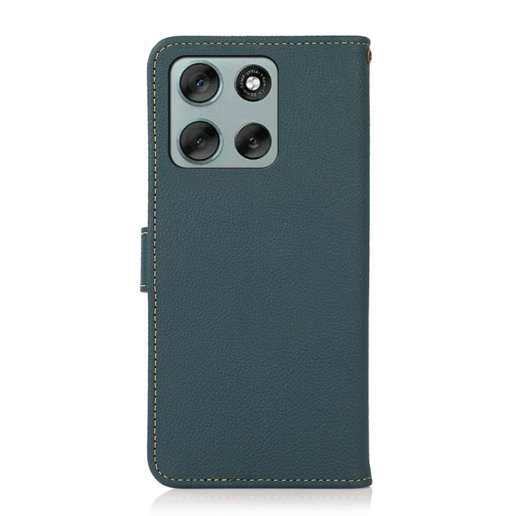 For Motorola Moto G56 5G KHAZNEH Custer Genuine Leather RFID Phone Case