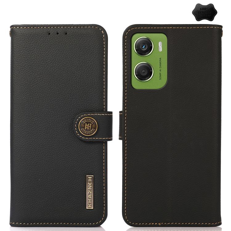For Motorola Moto G06 4G KHAZNEH Custer Genuine Leather RFID Phone Case