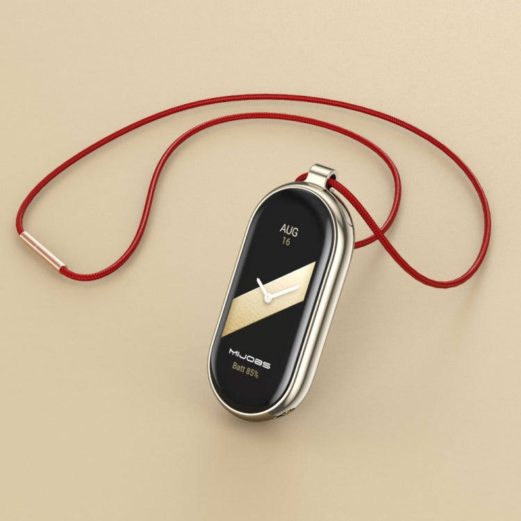 For Xiaomi Mi Band 8 Mijobs Stainless Steel Buckle Wax Rope Necklace