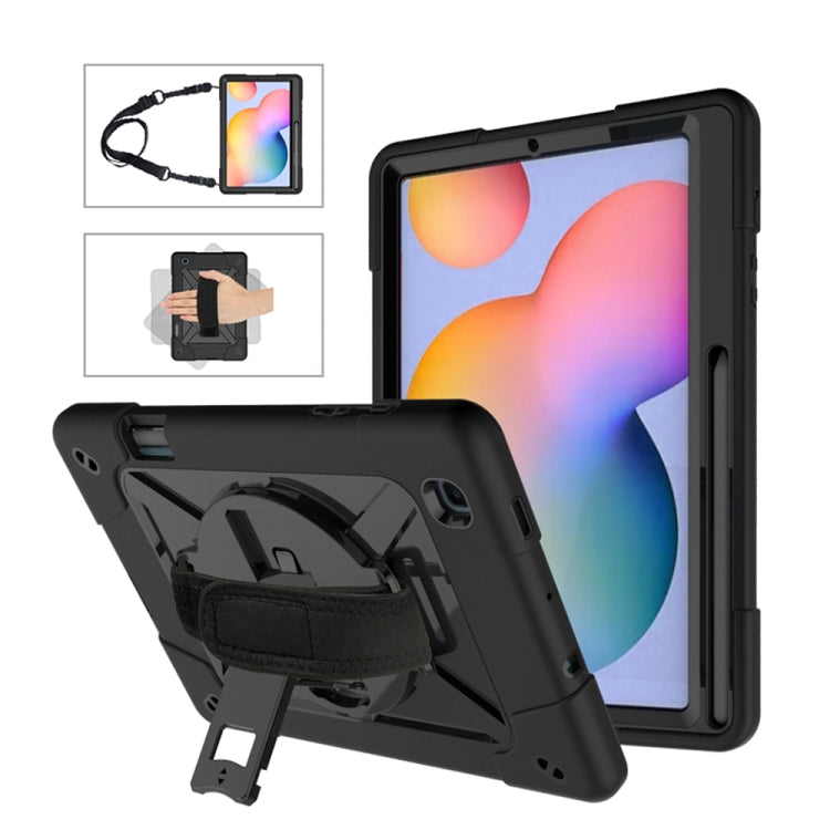 For Samsung Galaxy Tab S6 Lite P610 Contrast Color Robot Shockproof Silicon + PC Protective Case with Holder & Pen Slot