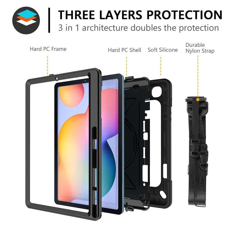 For Samsung Galaxy Tab S6 Lite P610 Contrast Color Robot Shockproof Silicon + PC Protective Case with Holder & Pen Slot