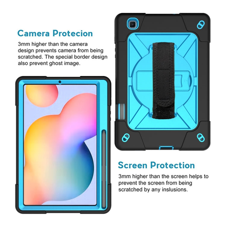 For Samsung Galaxy Tab S6 Lite P610 Contrast Color Robot Shockproof Silicon + PC Protective Case with Holder & Pen Slot