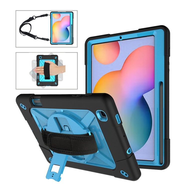 For Samsung Galaxy Tab S6 Lite P610 Contrast Color Robot Shockproof Silicon + PC Protective Case with Holder & Pen Slot