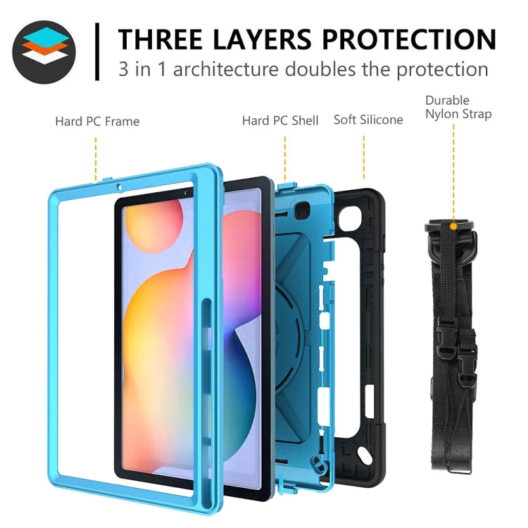 For Samsung Galaxy Tab S6 Lite P610 Contrast Color Robot Shockproof Silicon + PC Protective Case with Holder & Pen Slot
