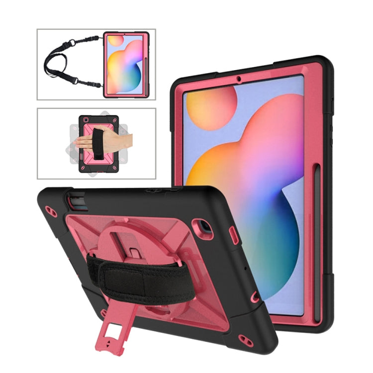 For Samsung Galaxy Tab S6 Lite P610 Contrast Color Robot Shockproof Silicon + PC Protective Case with Holder & Pen Slot