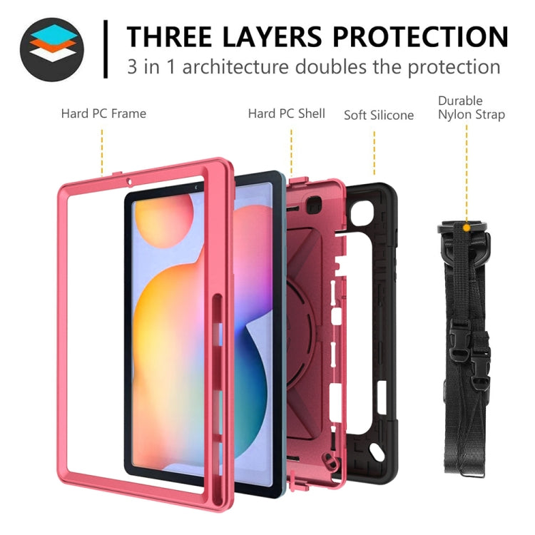 For Samsung Galaxy Tab S6 Lite P610 Contrast Color Robot Shockproof Silicon + PC Protective Case with Holder & Pen Slot