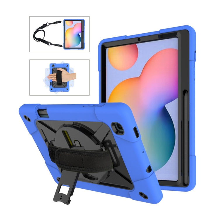 For Samsung Galaxy Tab S6 Lite P610 Contrast Color Robot Shockproof Silicon + PC Protective Case with Holder & Pen Slot