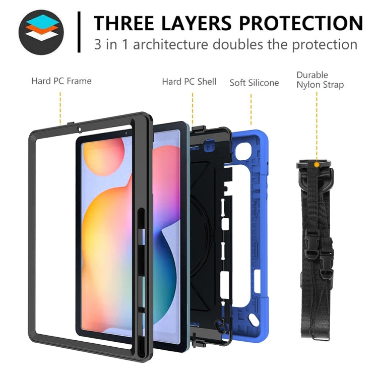For Samsung Galaxy Tab S6 Lite P610 Contrast Color Robot Shockproof Silicon + PC Protective Case with Holder & Pen Slot
