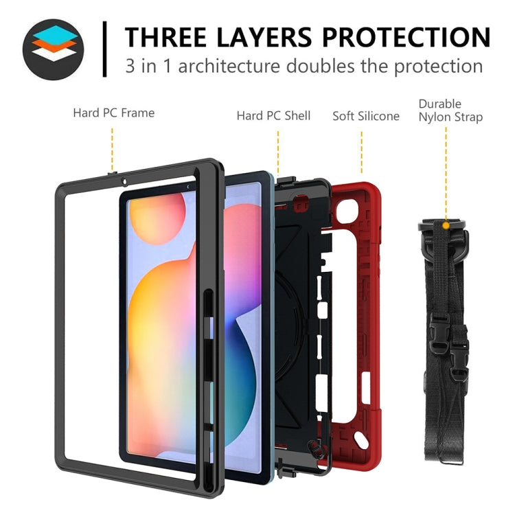 For Samsung Galaxy Tab S6 Lite P610 Contrast Color Robot Shockproof Silicon + PC Protective Case with Holder & Pen Slot