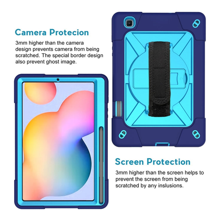 For Samsung Galaxy Tab S6 Lite P610 Contrast Color Robot Shockproof Silicon + PC Protective Case with Holder & Pen Slot