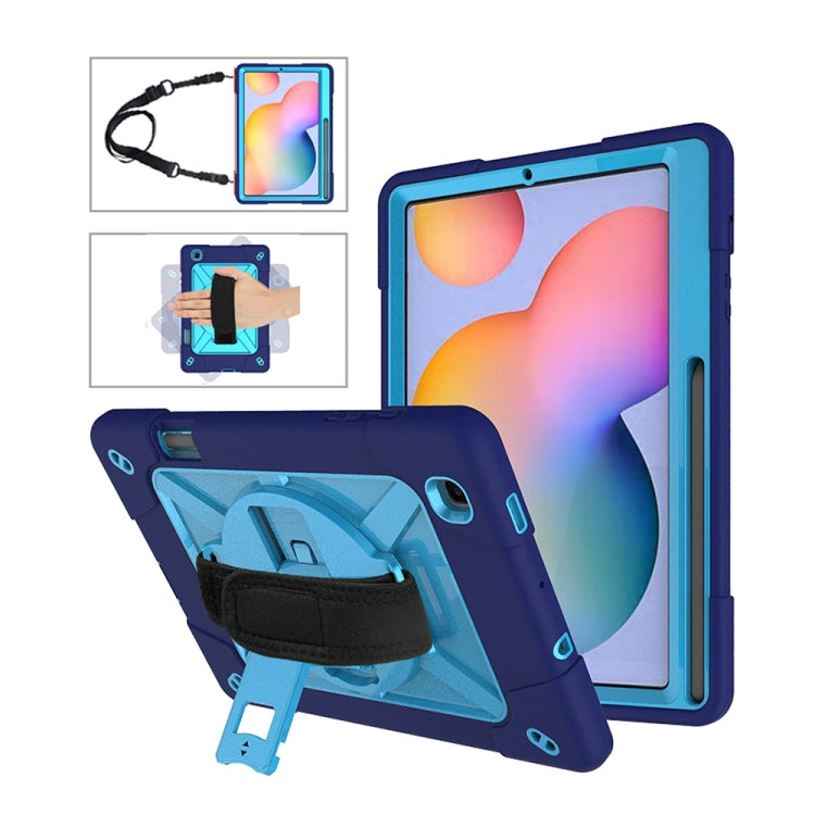 For Samsung Galaxy Tab S6 Lite P610 Contrast Color Robot Shockproof Silicon + PC Protective Case with Holder & Pen Slot