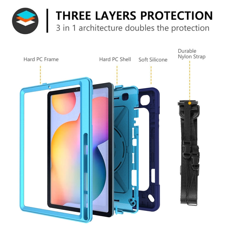For Samsung Galaxy Tab S6 Lite P610 Contrast Color Robot Shockproof Silicon + PC Protective Case with Holder & Pen Slot