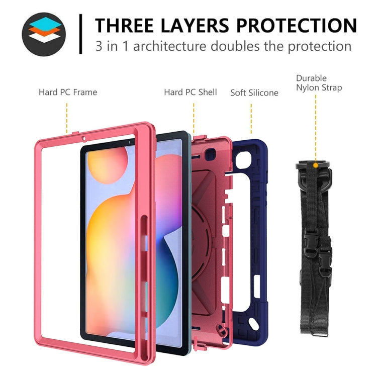 For Samsung Galaxy Tab S6 Lite P610 Contrast Color Robot Shockproof Silicon + PC Protective Case with Holder & Pen Slot