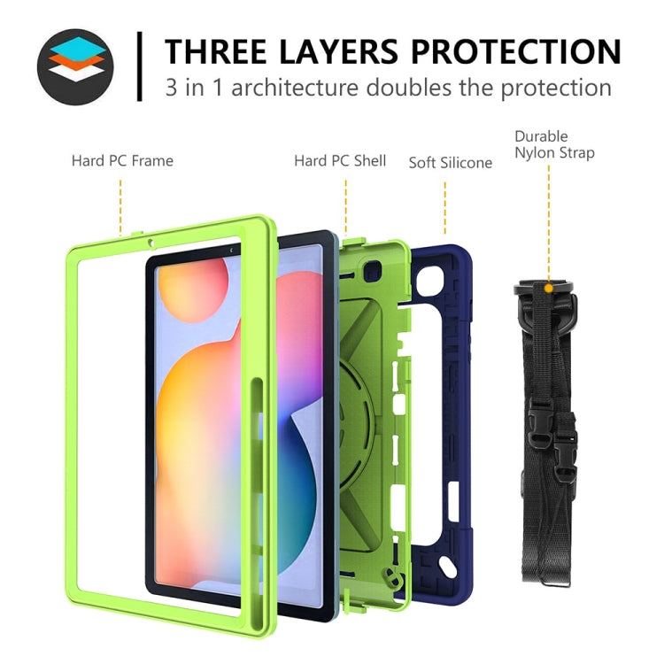 For Samsung Galaxy Tab S6 Lite P610 Contrast Color Robot Shockproof Silicon + PC Protective Case with Holder & Pen Slot