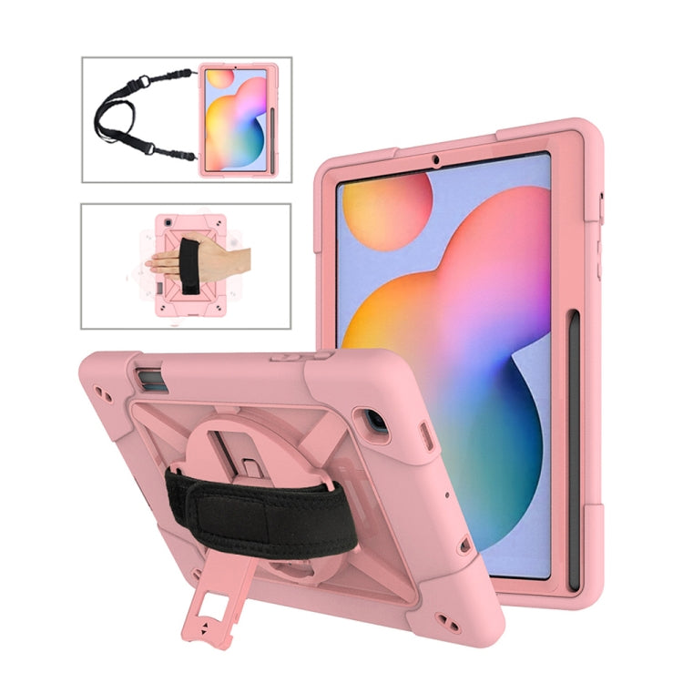 For Samsung Galaxy Tab S6 Lite P610 Contrast Color Robot Shockproof Silicon + PC Protective Case with Holder & Pen Slot
