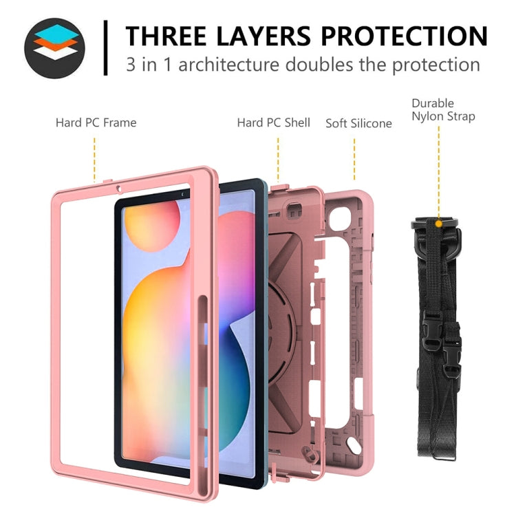 For Samsung Galaxy Tab S6 Lite P610 Contrast Color Robot Shockproof Silicon + PC Protective Case with Holder & Pen Slot