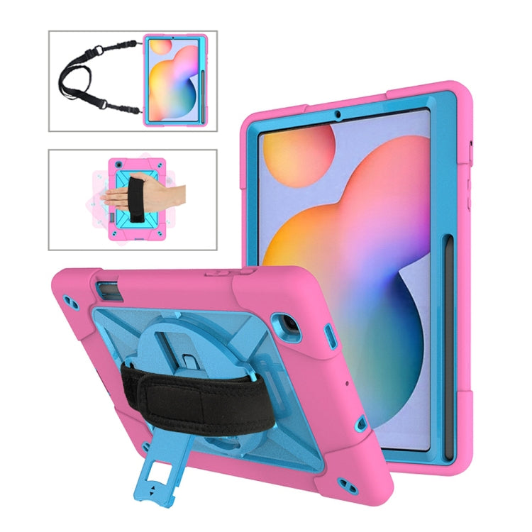 For Samsung Galaxy Tab S6 Lite P610 Contrast Color Robot Shockproof Silicon + PC Protective Case with Holder & Pen Slot