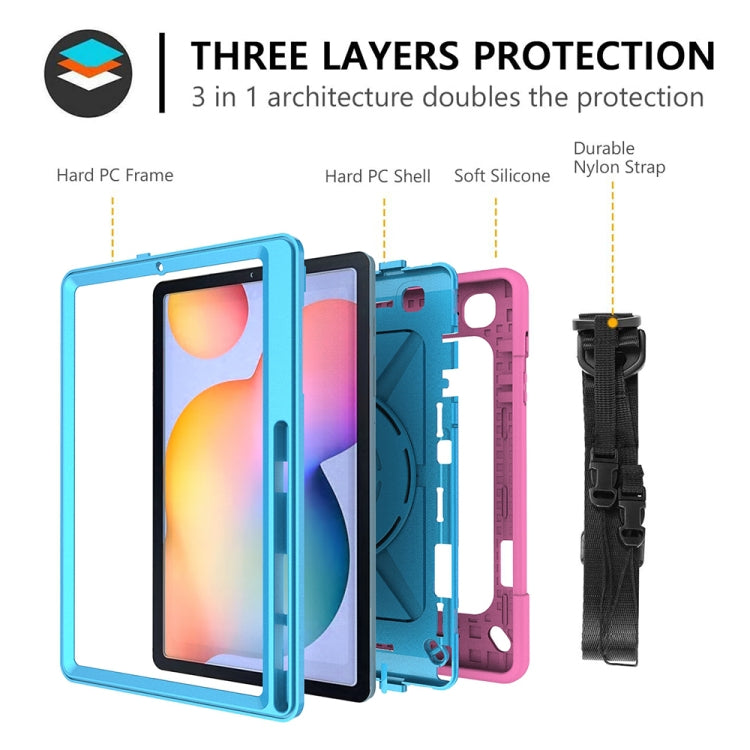 For Samsung Galaxy Tab S6 Lite P610 Contrast Color Robot Shockproof Silicon + PC Protective Case with Holder & Pen Slot