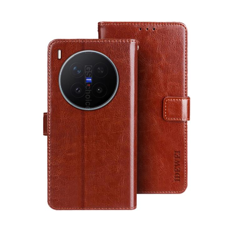For vivo X300 Pro idewei Crazy Horse Texture Leather Phone Case