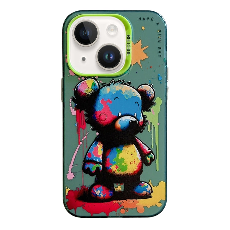 For iPhone 14 Plus Animal Pattern Oil Painting Series PC + TPU Phone Case