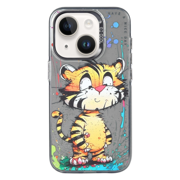 For iPhone 14 Plus Animal Pattern Oil Painting Series PC + TPU Phone Case