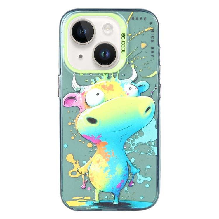 For iPhone 14 Plus Animal Pattern Oil Painting Series PC + TPU Phone Case