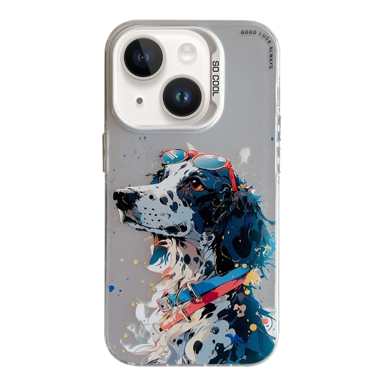 For iPhone 14 Plus Animal Pattern Oil Painting Series PC + TPU Phone Case