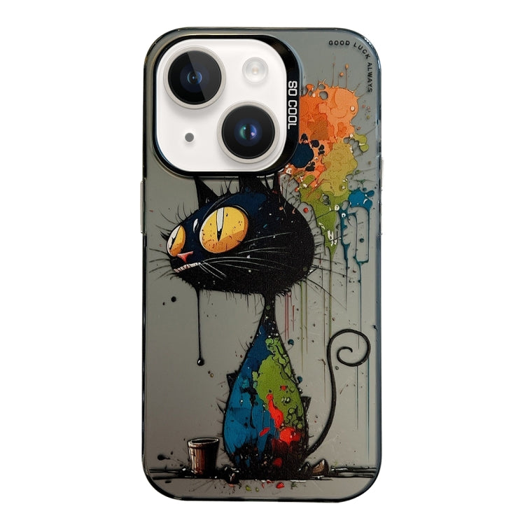 For iPhone 14 Plus Animal Pattern Oil Painting Series PC + TPU Phone Case