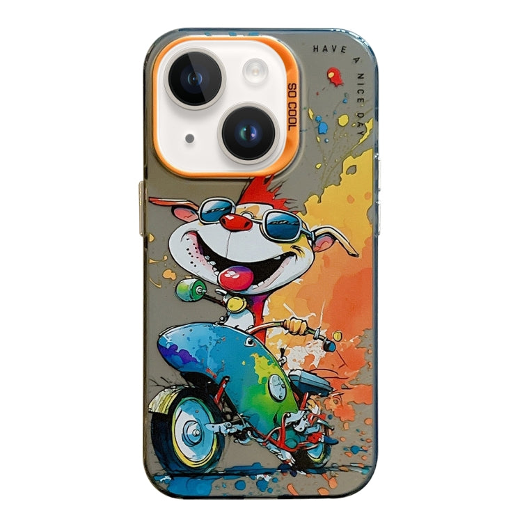 For iPhone 14 Plus Animal Pattern Oil Painting Series PC + TPU Phone Case