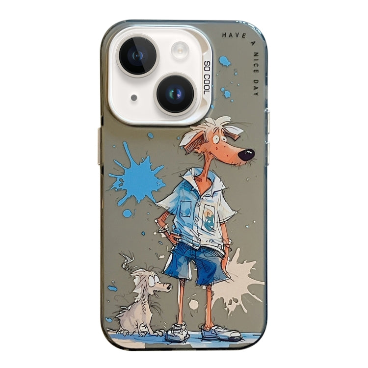 For iPhone 14 Plus Animal Pattern Oil Painting Series PC + TPU Phone Case