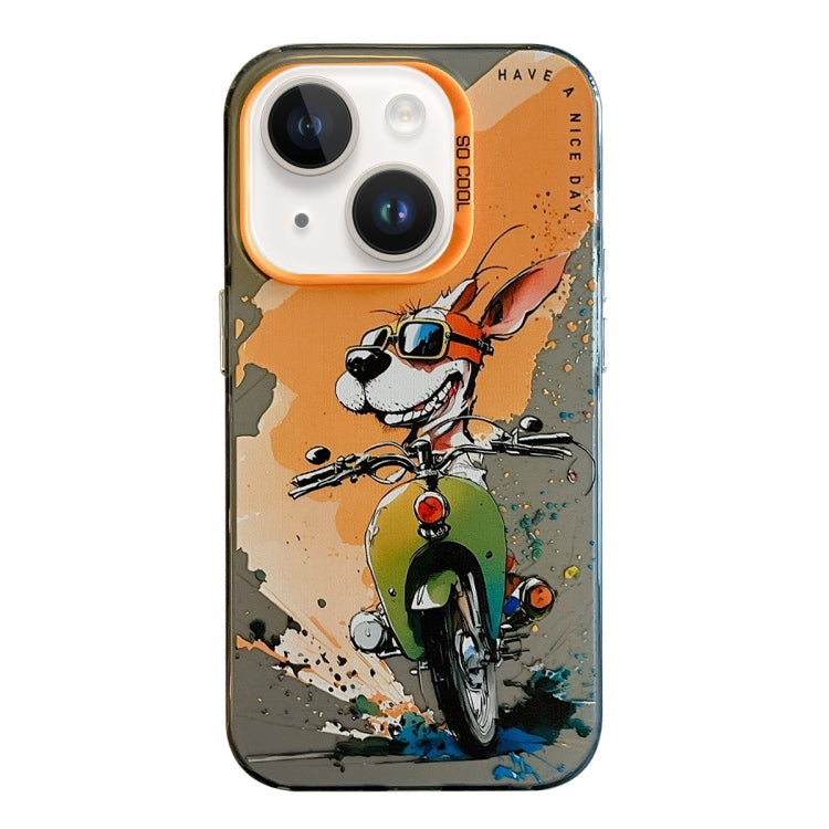 For iPhone 14 Plus Animal Pattern Oil Painting Series PC + TPU Phone Case