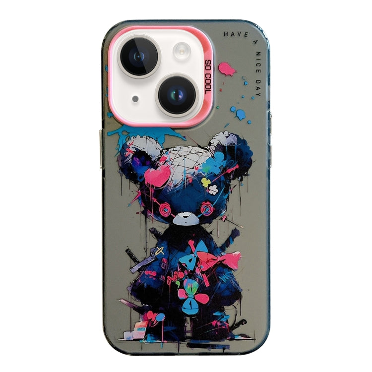 For iPhone 14 Plus Animal Pattern Oil Painting Series PC + TPU Phone Case