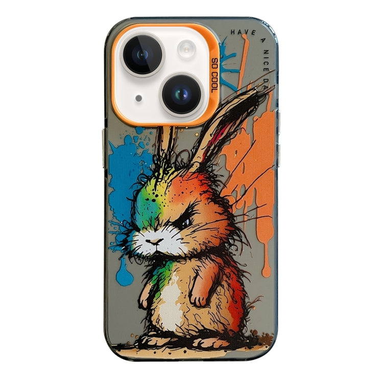 For iPhone 14 Plus Animal Pattern Oil Painting Series PC + TPU Phone Case