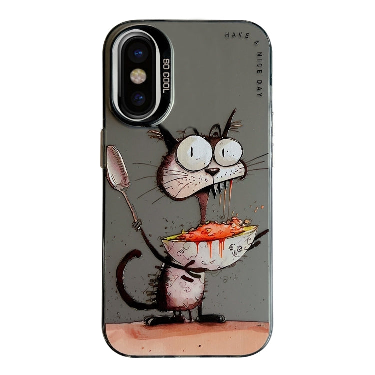 For iPhone X / XS Animal Pattern Oil Painting Series PC + TPU Phone Case