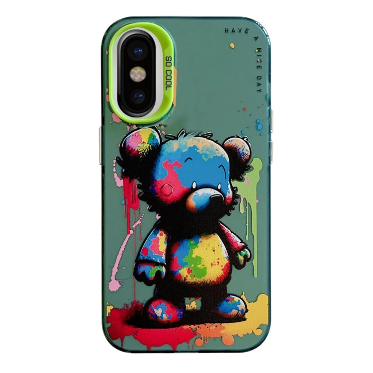 For iPhone X / XS Animal Pattern Oil Painting Series PC + TPU Phone Case
